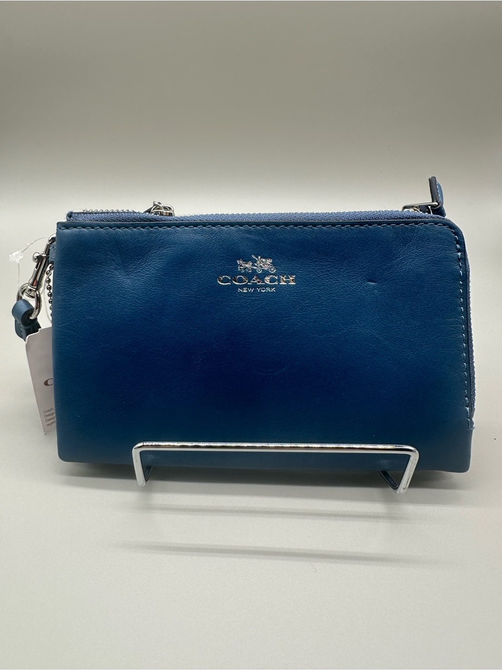 Coach Blue Leather Zip Wristlet Wallet